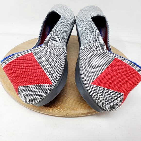 Rothys Retired Shale Cherry Ribbon Stripe Ballet Flats Womens 9.5 Round Toe Shoe - Picture 10 of 13